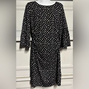 Talbots Black and White Polka Dot Long Sleeve Dress